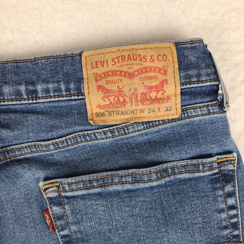 Levi's 506 Jeans Mens 34x32 Blue Straight Medium Wash Denim‎